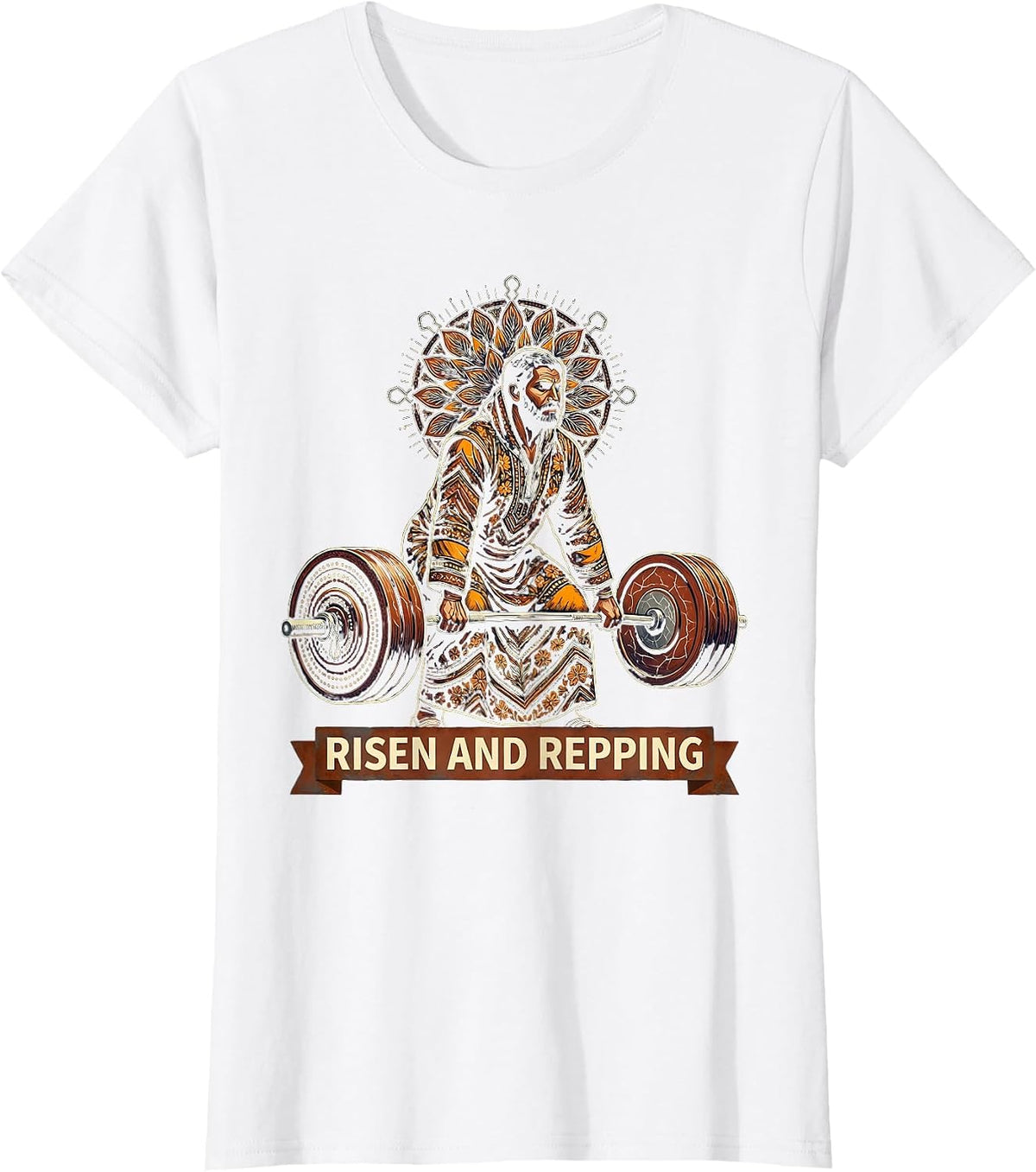 Jesus The Ultimate Deadlifter Risen and Repping T-Shirt - White