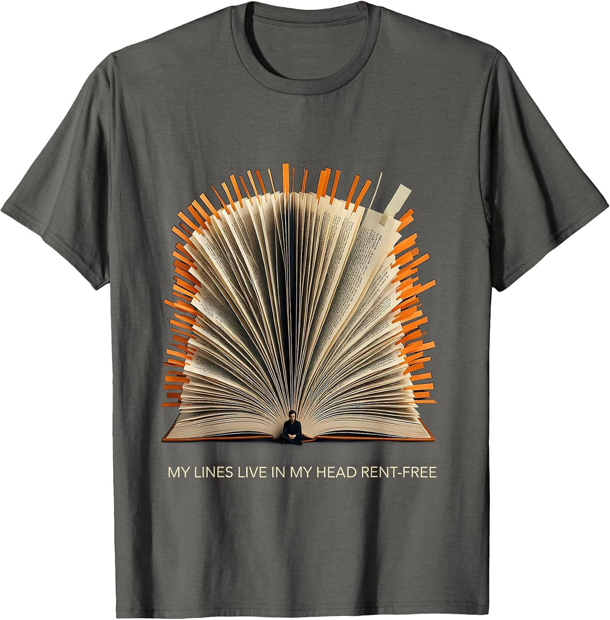 My Lines Live In My Head Rent-Free Funny Theatre Kid Musical T-Shirt - Asphalt Grey