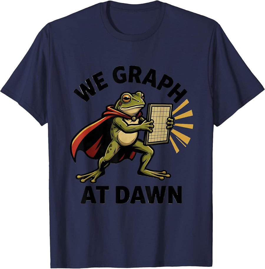 We Graph At Dawn Funny Teacher Frog Back to School T-Shirt - Navy Blue