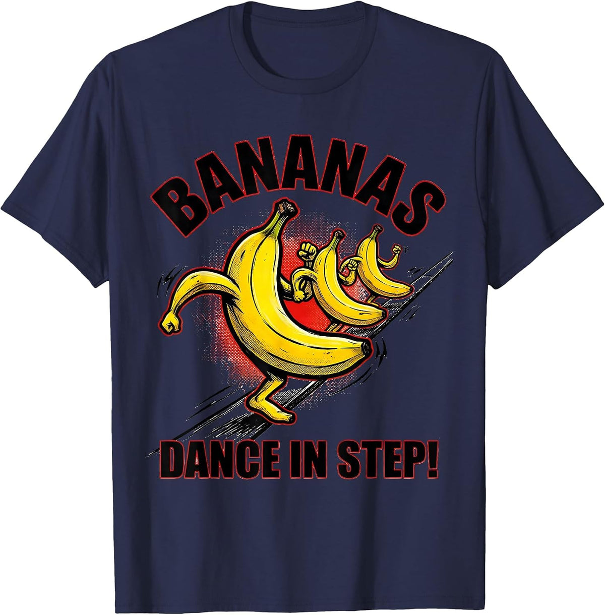 Men's Bananas, Dance In Step! Comic Book Banana Lover Humor T-Shirt - Navy Blue