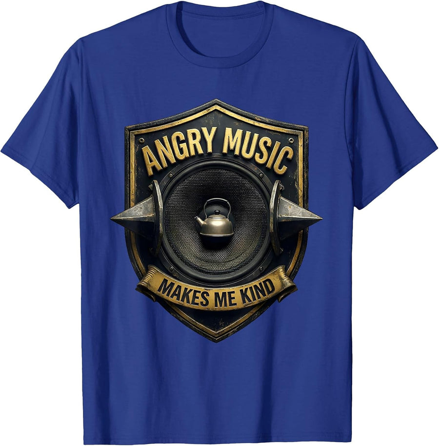 Angry Music Makes Me Kind Funny Heavy Metal Metalhead Humor T-Shirt - Royal Blue
