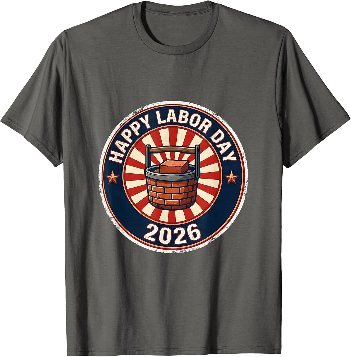 Men's Happy Labor Day 2026 Patriotic Union Pride Worker T-Shirt - Asphalt Grey