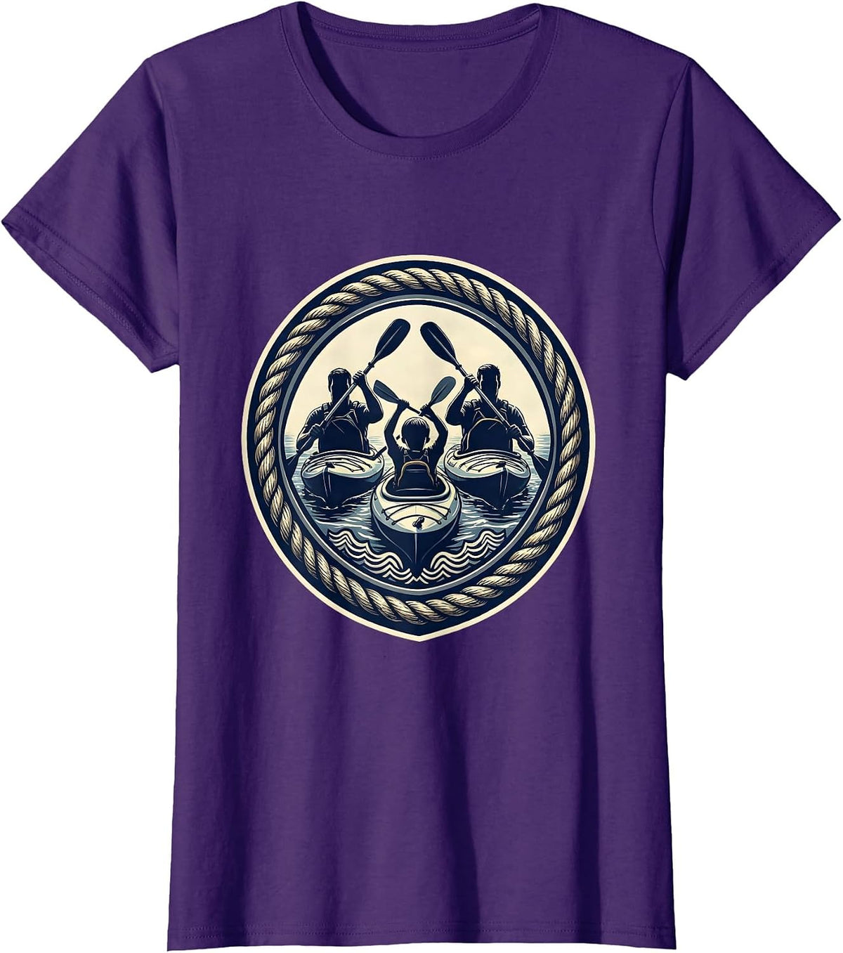 Women's Family Kayaking Adventure Graphic Tee T-Shirt - Purple