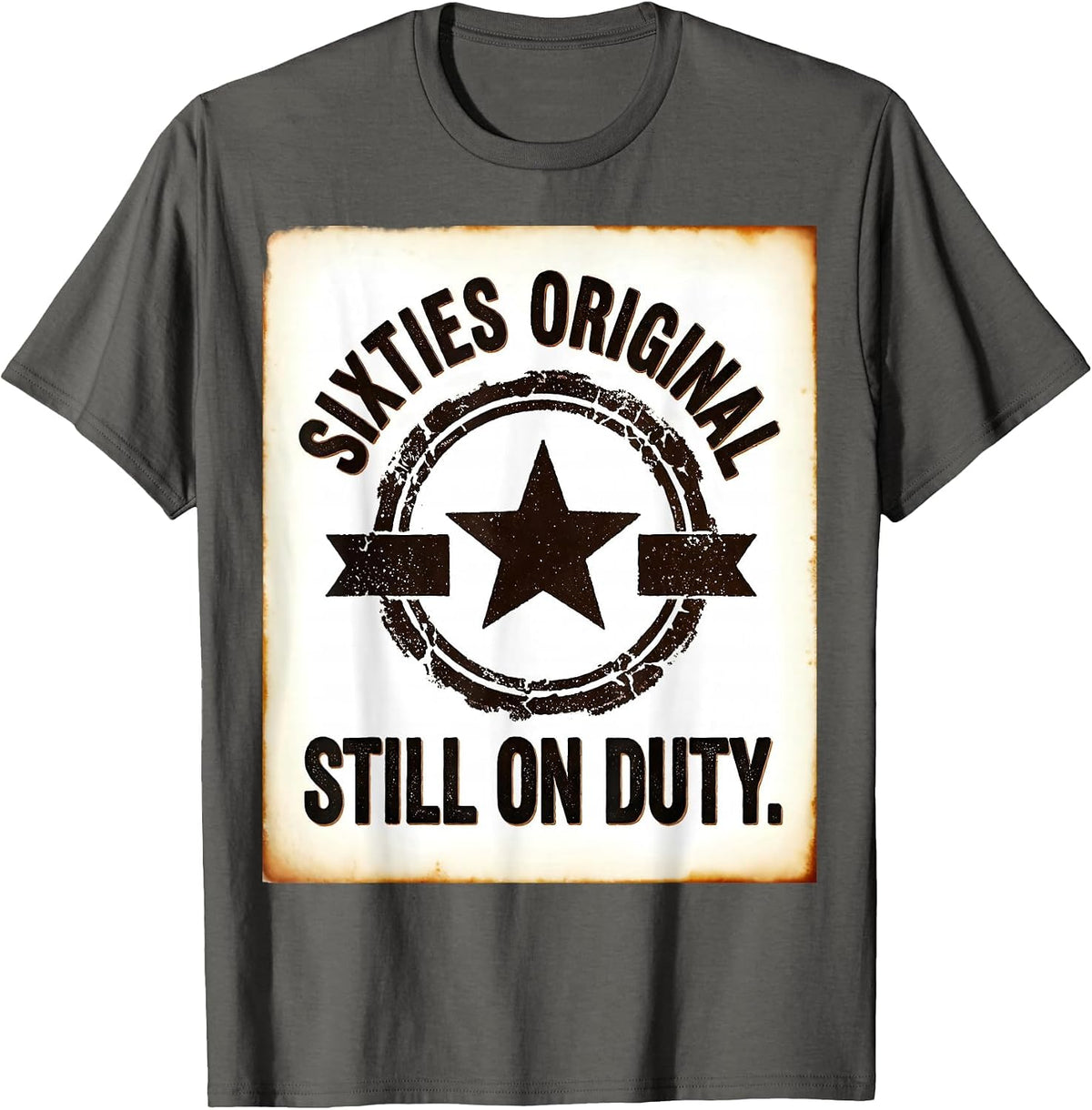 Sixties Original Still On Duty Rubber Stamp 60th Birthday T-Shirt - Asphalt Grey