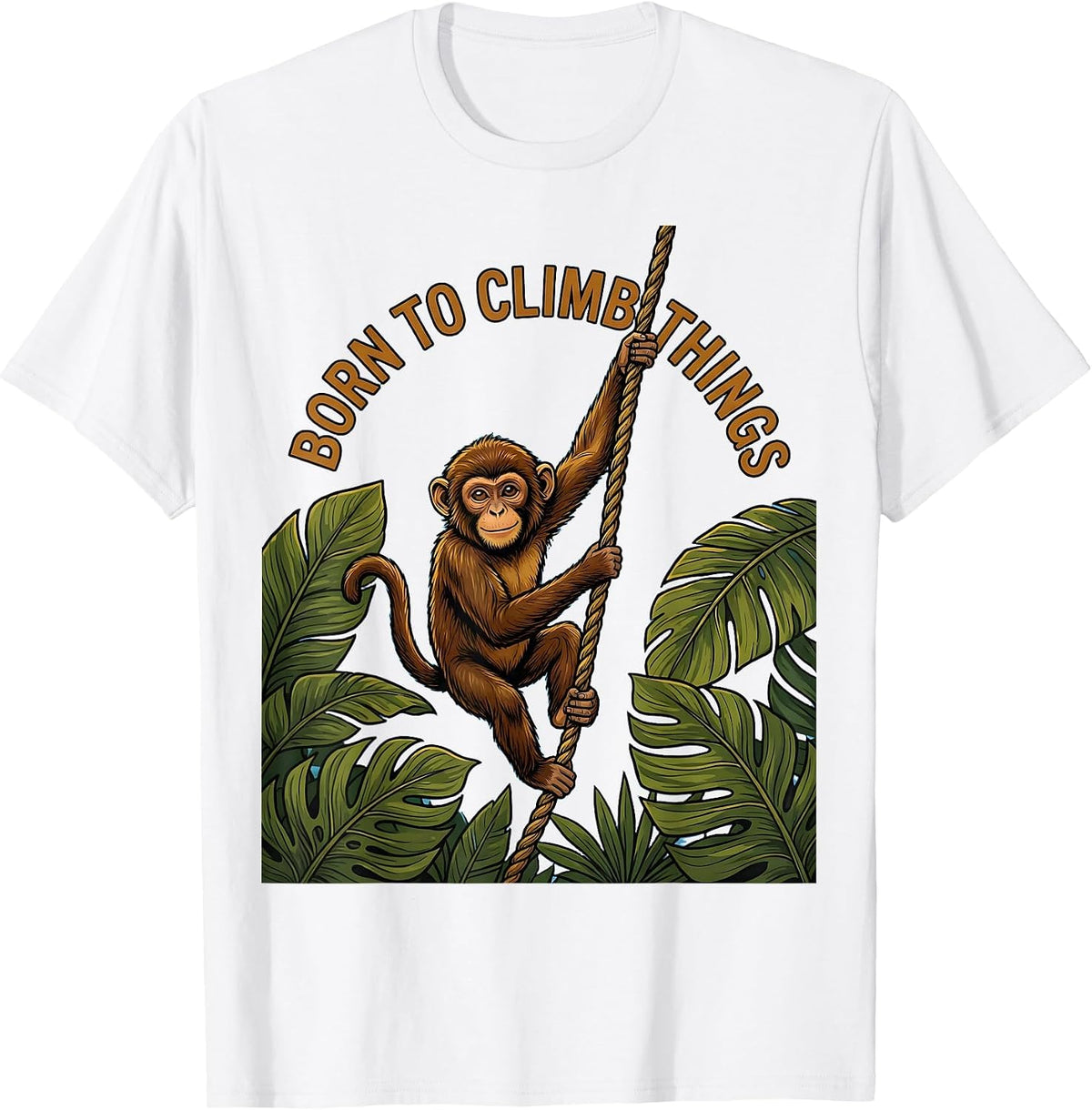 Men's Born to Climb Things Monkey Graphic Design T-Shirt - White