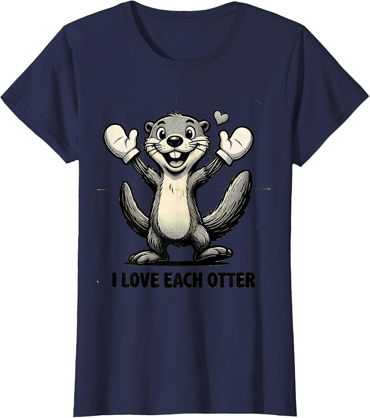 Women's I Love Each Otter Retro Cartoon Funny Otter Lover Gift T-Shirt - Navy Blue