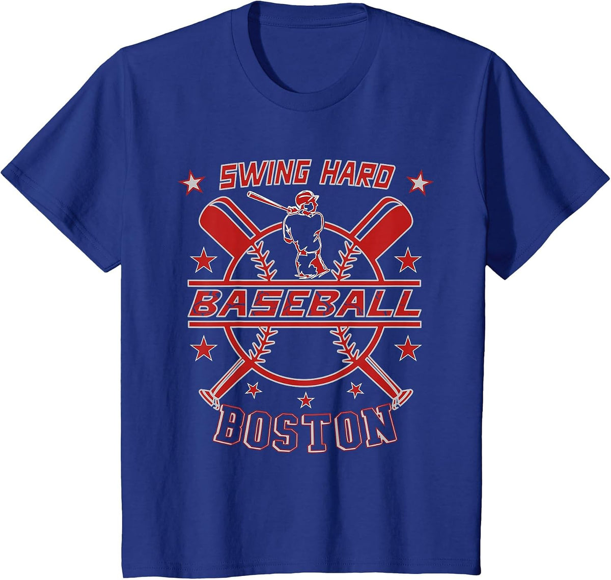 for Baseball Fan Swing Hard, Design Boston Baseball T-Shirt - Royal Blue