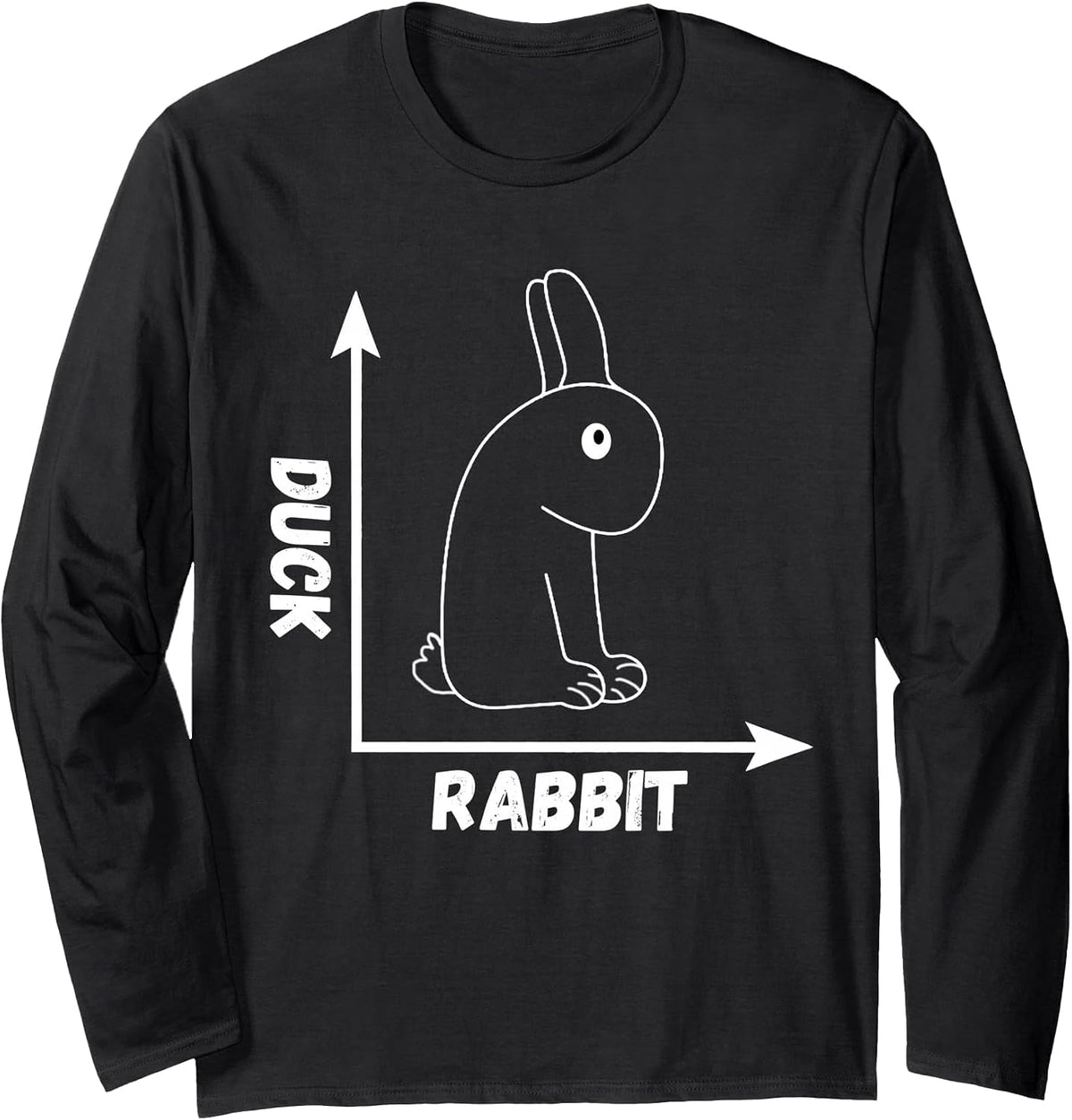 Crazy Optical Illusion Rabbit Duck Perspective Wittgenstein Long Sleeve T-Shirt - Adult Unisex Black