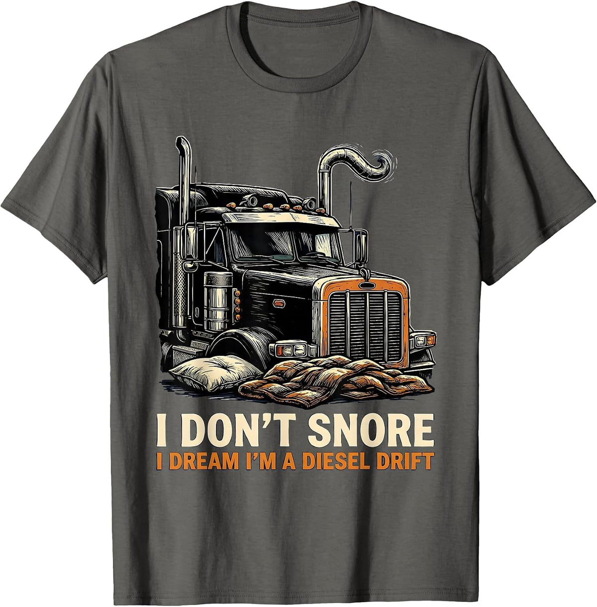 I Don't Snore I Dream I'm A Diesel Drift Biker T-Shirt - Asphalt Grey