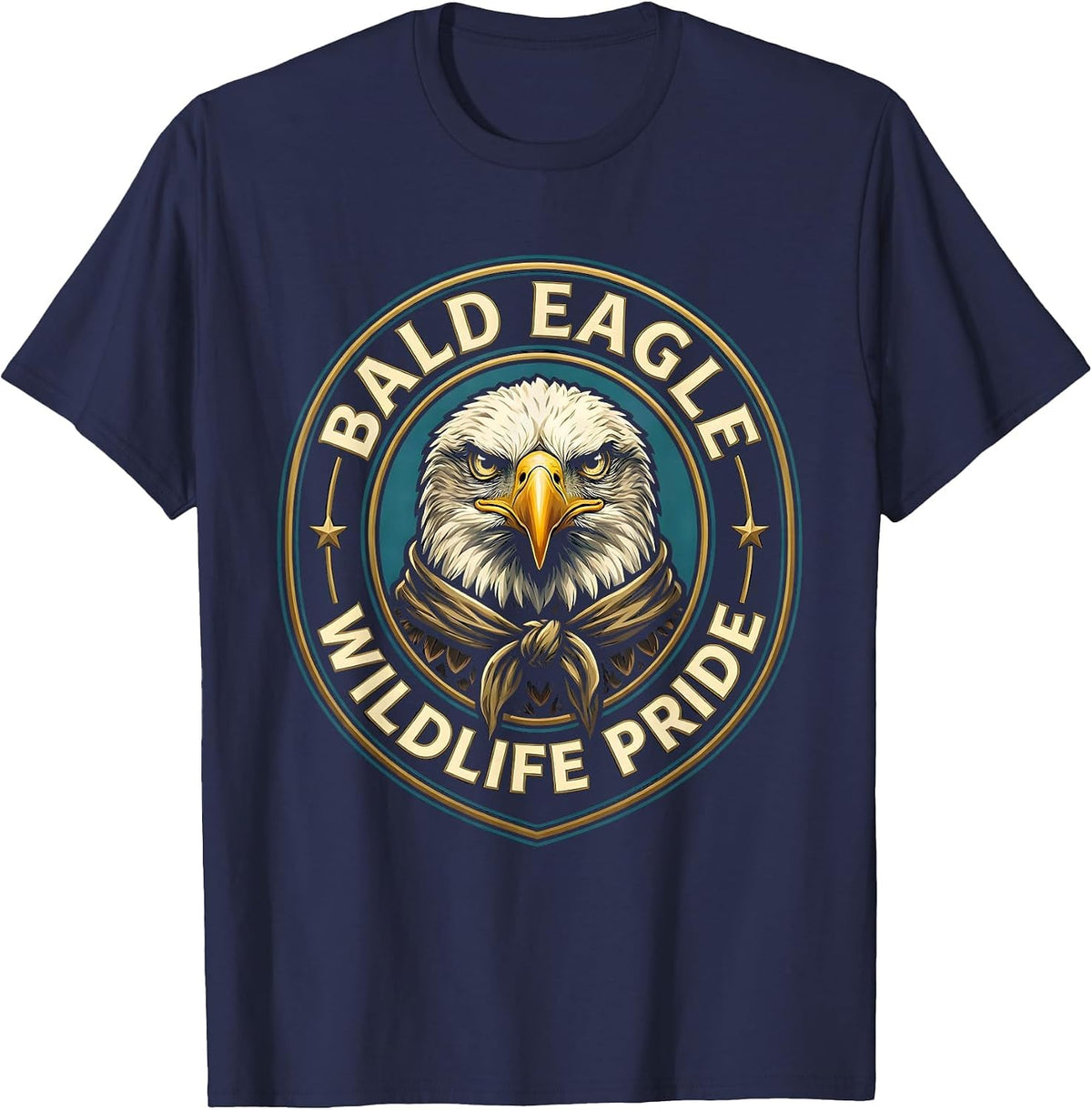 Men's Bald Eagle Head Scarf Emblem Kids Eagle Pride T-Shirt - Navy Blue