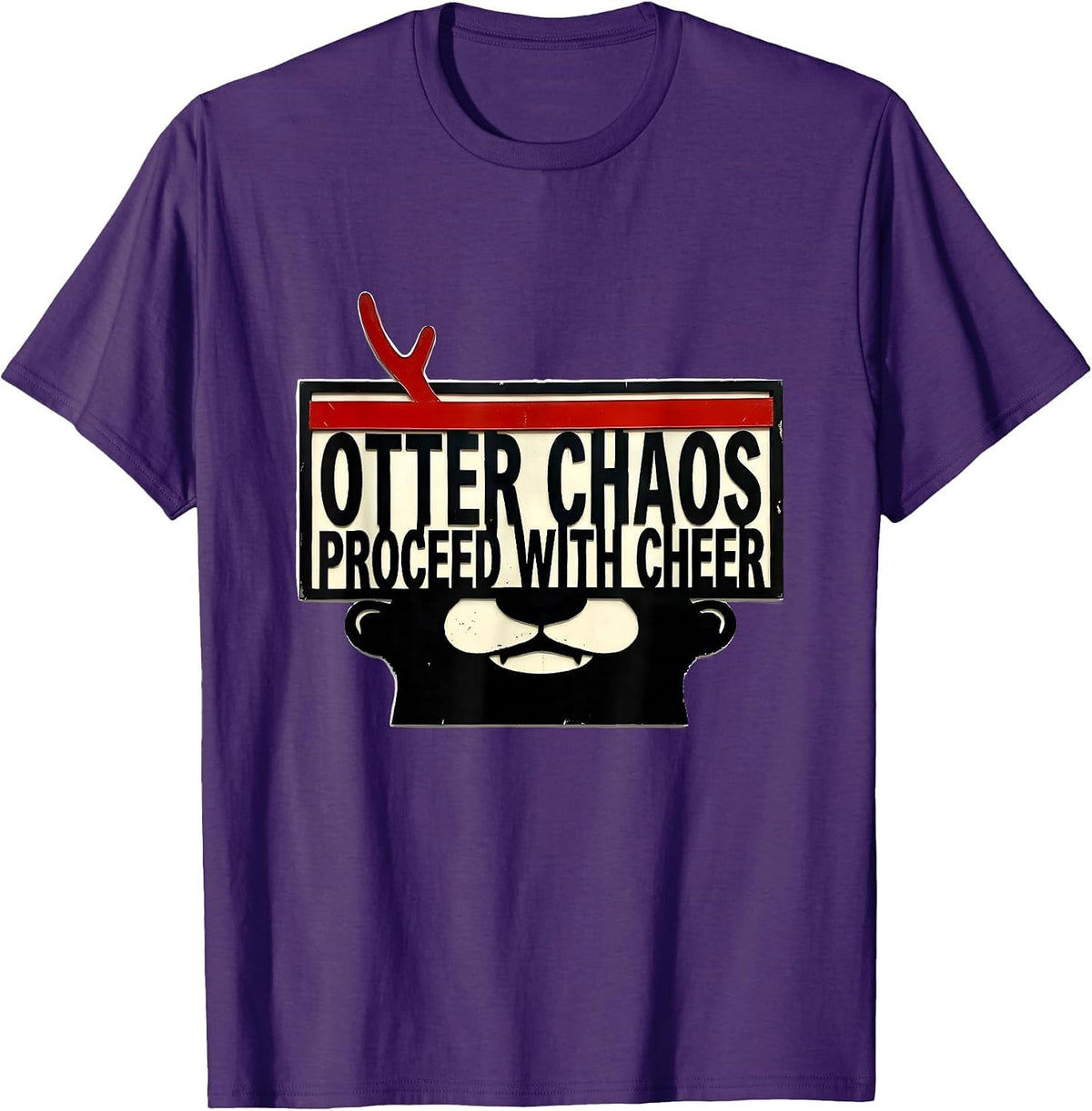 Otter Chaos Proceed With Cheer Funny Otter Lover Christmas T-Shirt - Purple