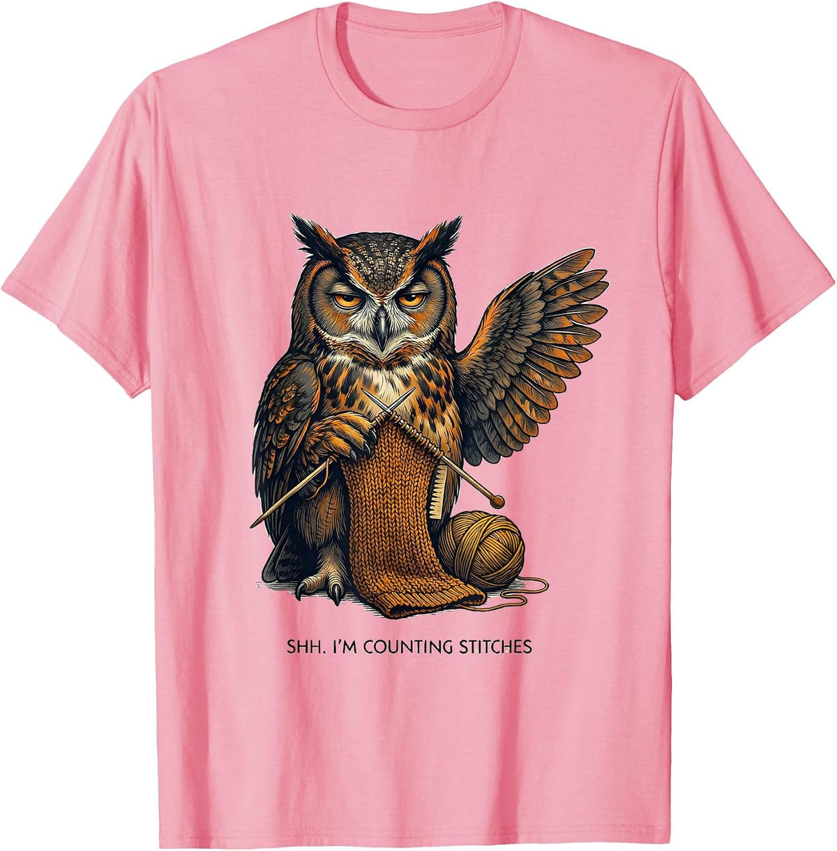 Men's Shh I'm Counting Stitches Funny Knitting Crafter Humor T-Shirt - Pink