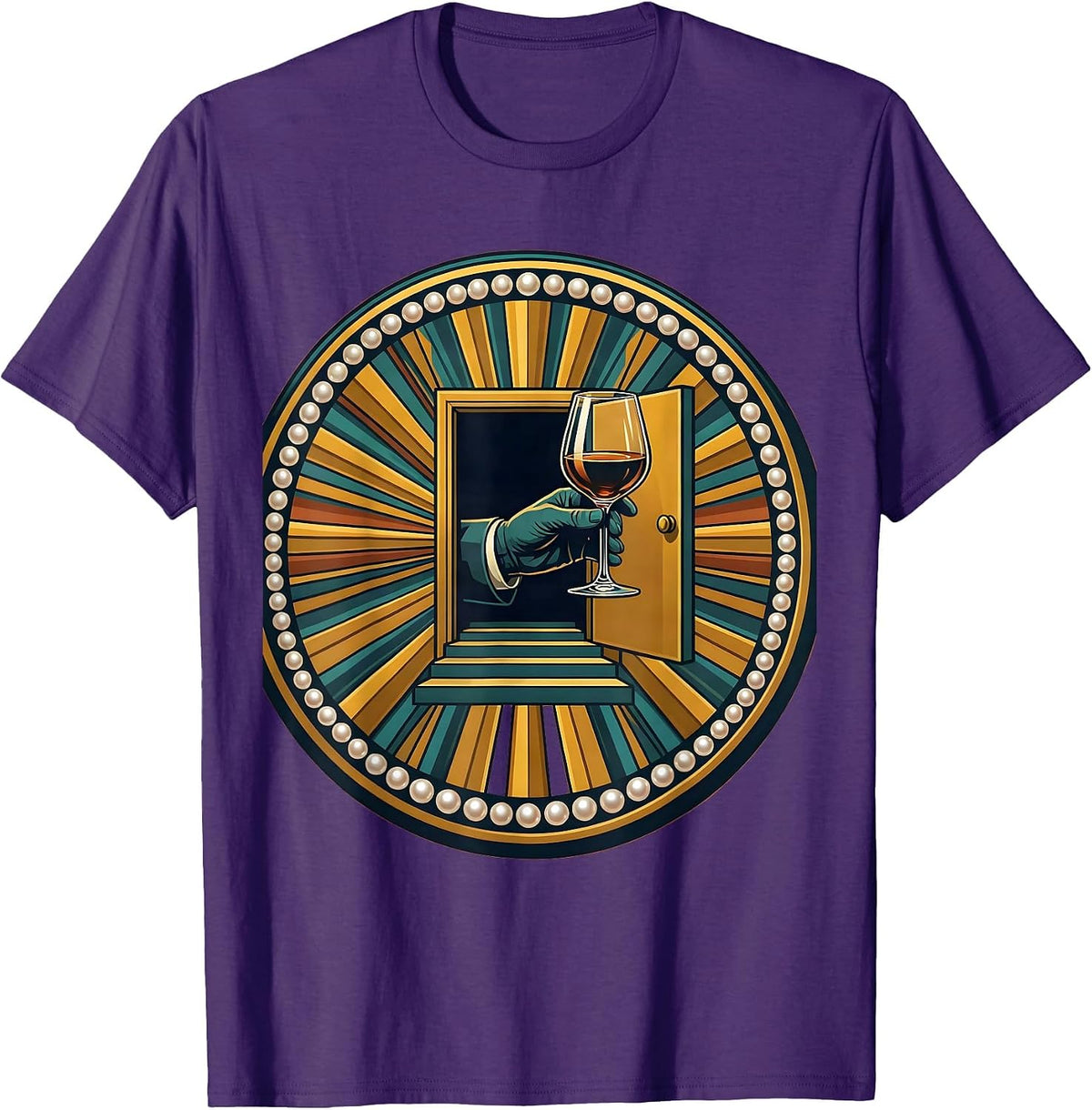 Men's Speakeasy Badge Roaring 20s Party Costume Glam T-Shirt - Purple