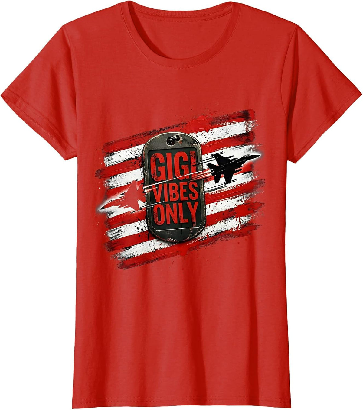 Gigi Vibes Only Grandma Life Design T-Shirt - Red