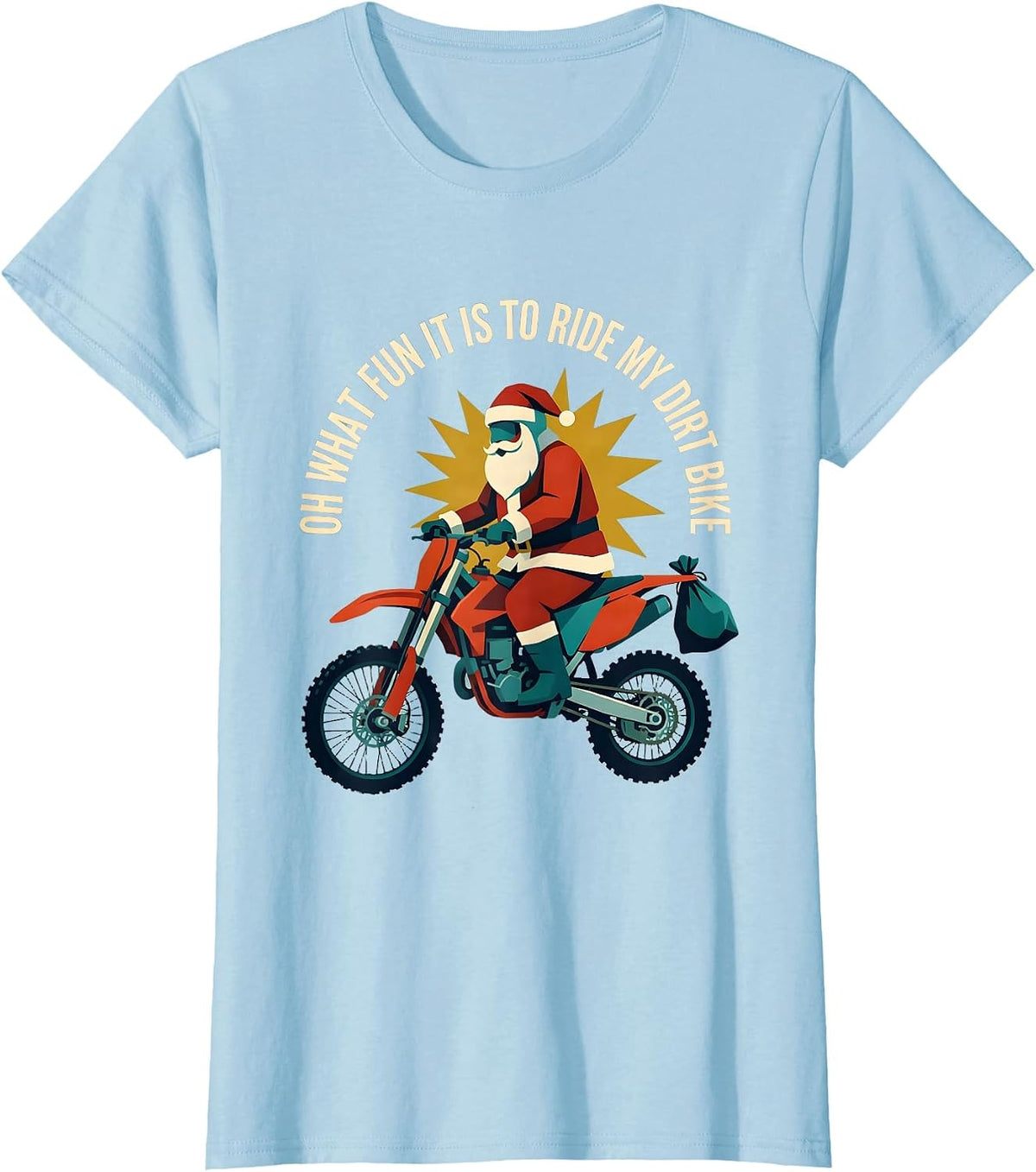 Oh What Fun It Is To Ride My Dirt Bike Midcentury Modern T-Shirt - Baby Blue