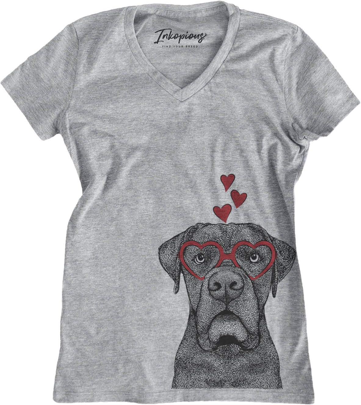 Inkopious Valentine Rocco the Cane Corso Dog Triblend T-Shirt - Grey V-neck