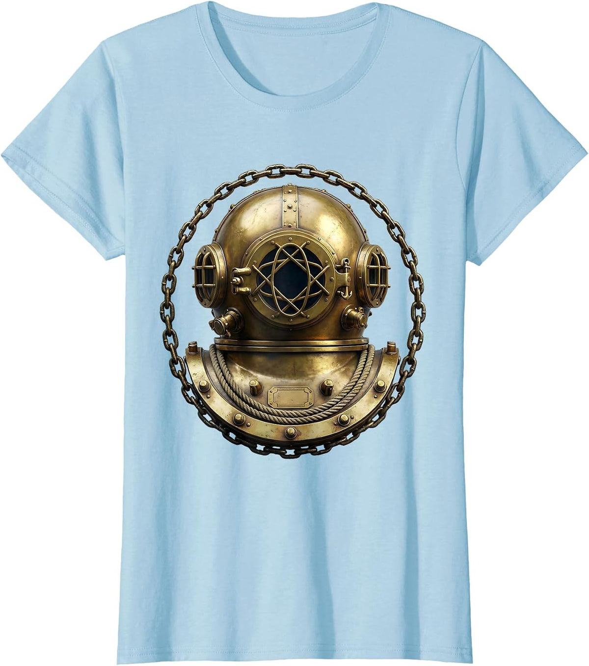 Vintage Deep Sea Diver Helmet Graphic T-Shirt - Baby Blue