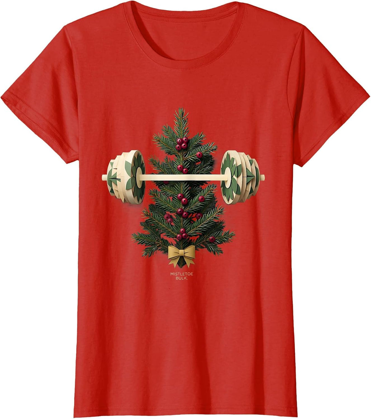 Mistletoe Bulk Funny Christmas Gym Weightlifting Fitness T-Shirt - Red