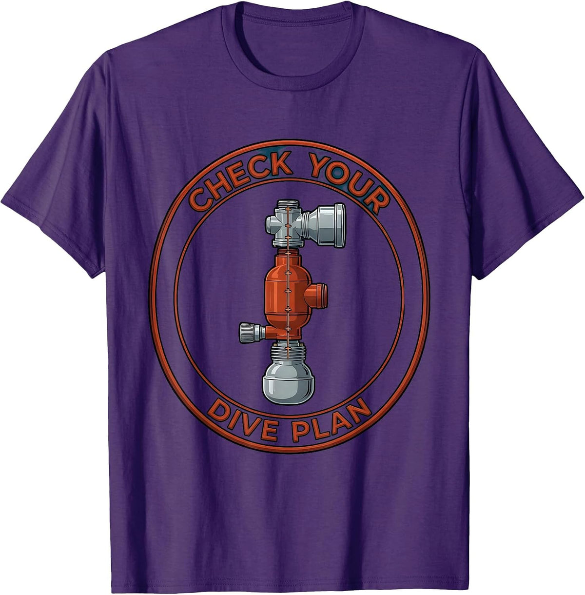 Check Your Dive Plan Retro Scuba Diving Hobby T-Shirt - Purple