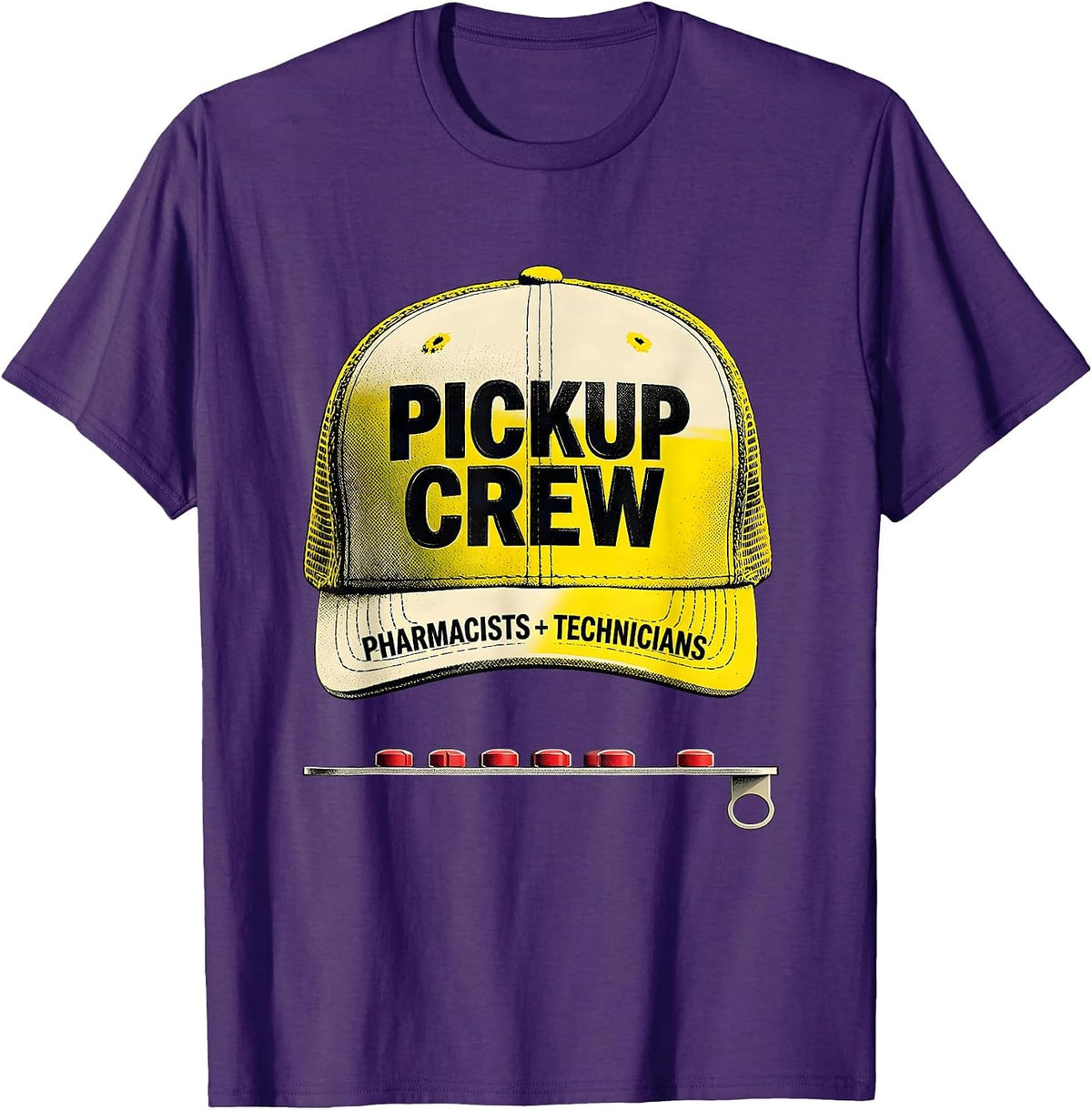 Men's Pharmacists + Technicians, Pickup Crew Funny Pharmacy Squad T-Shirt - Purple