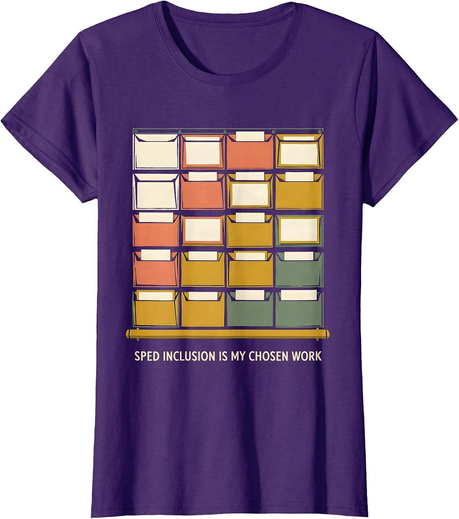 SPED Inclusion Is My Chosen Work Inspirational Teacher T-Shirt, Women, Purple, XX-Large - As Pictured