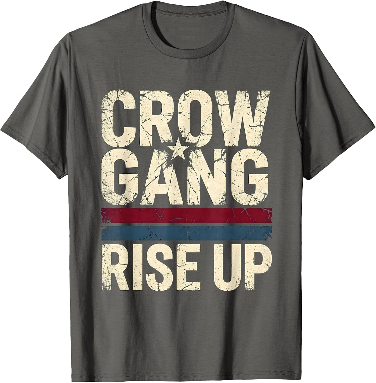 Men's Crow Gang Rise Up Bold Bird Crew Design T-Shirt - Asphalt Grey