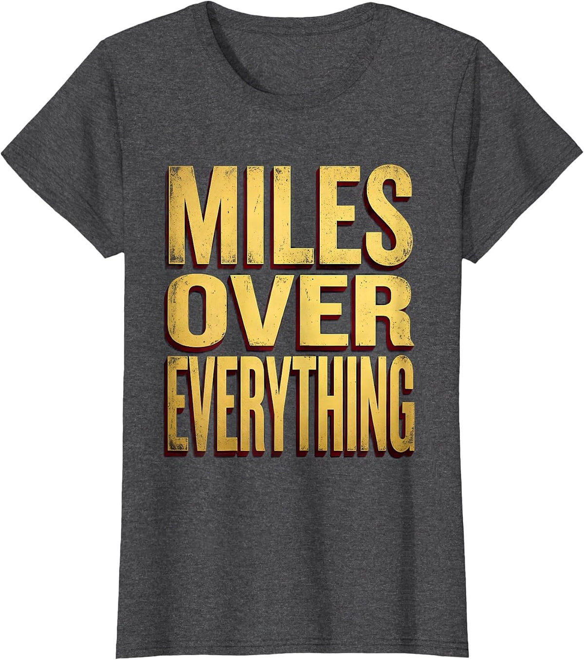 Women's Miles Over Everything Biker Graphic Design T-Shirt - Dark Heather Grey