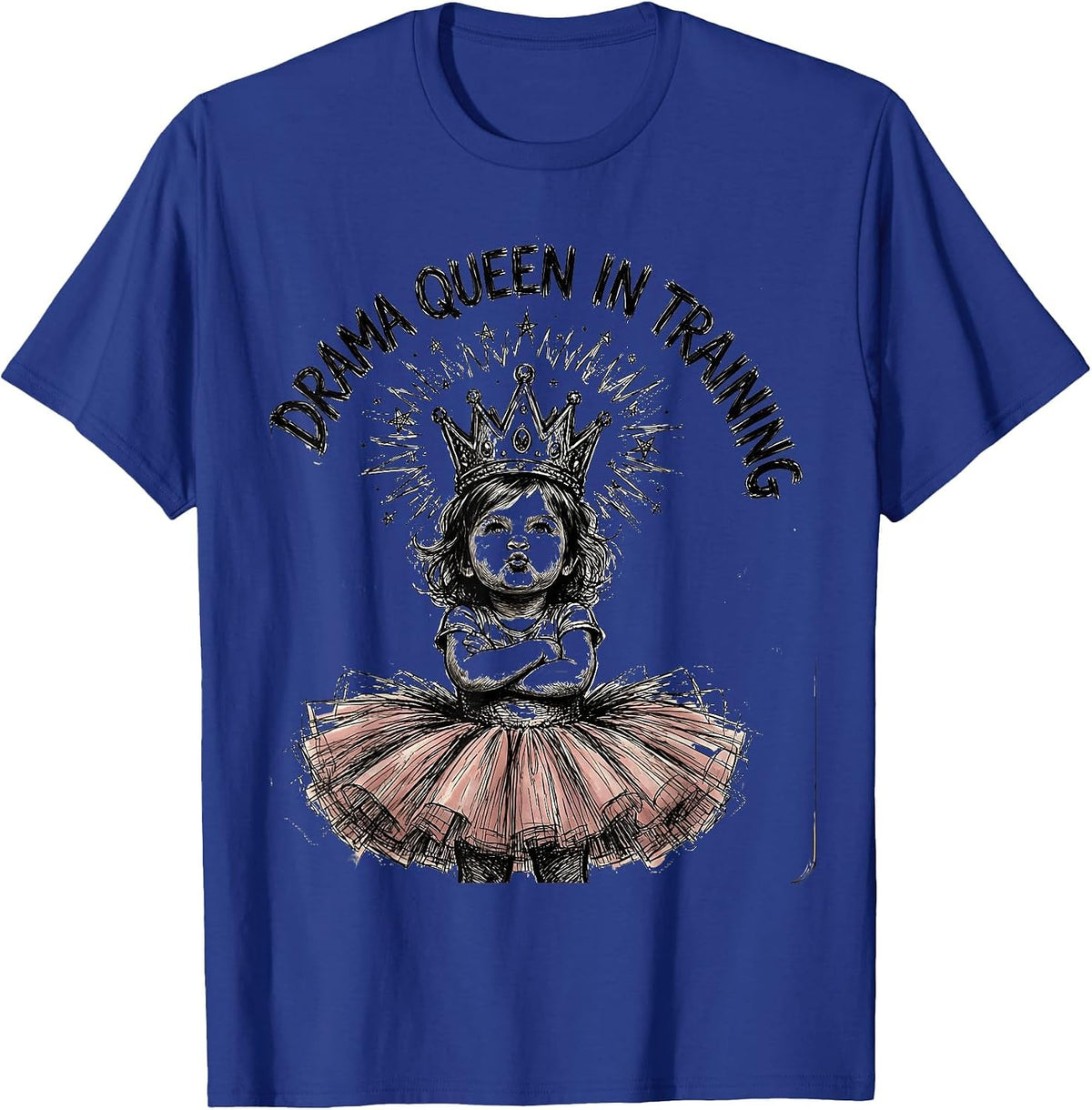 Drama Queen In Training Preschool Girl Design T-Shirt - Royal Blue
