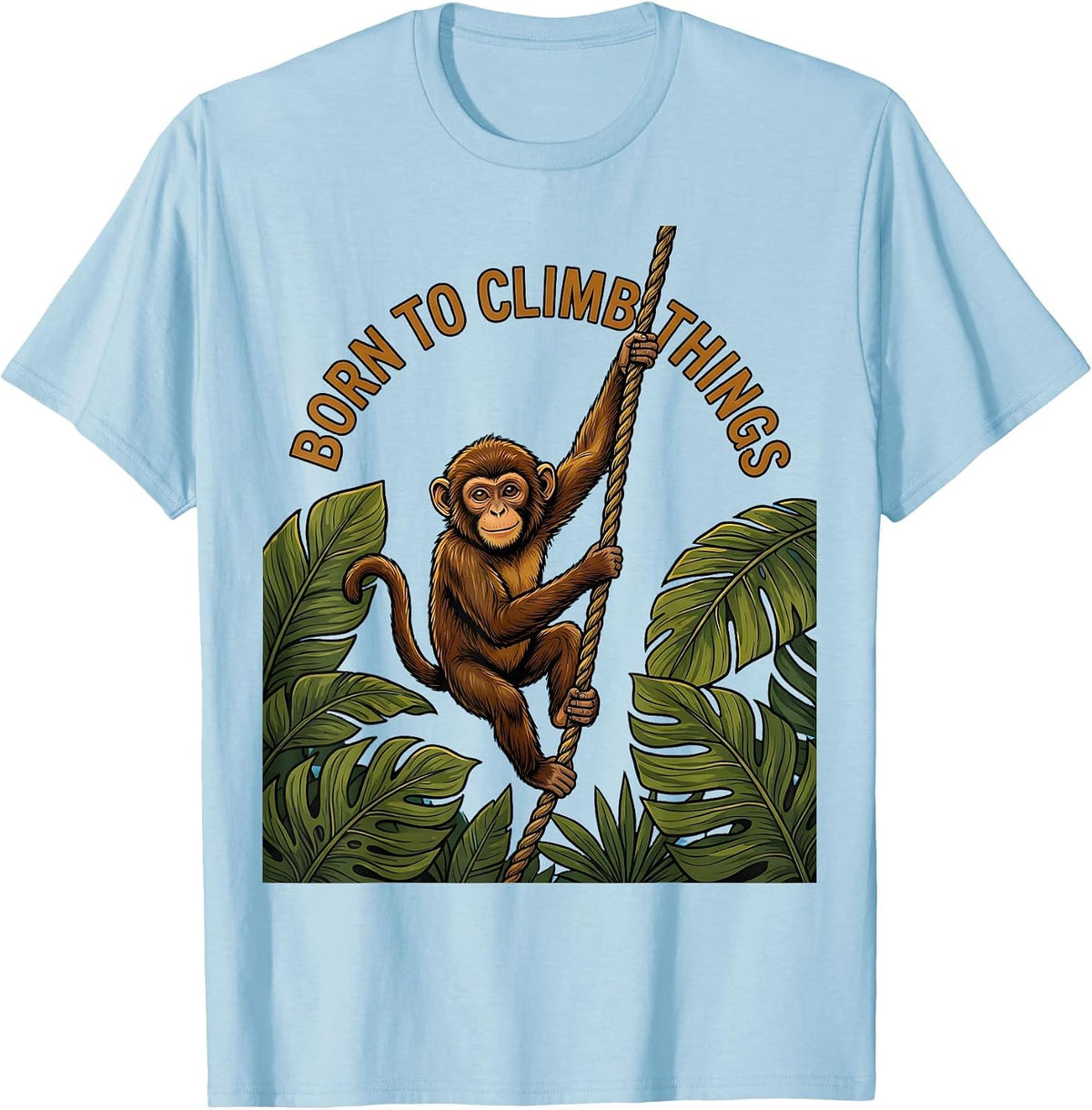 Men's Born to Climb Things Monkey Graphic Design T-Shirt - Baby Blue