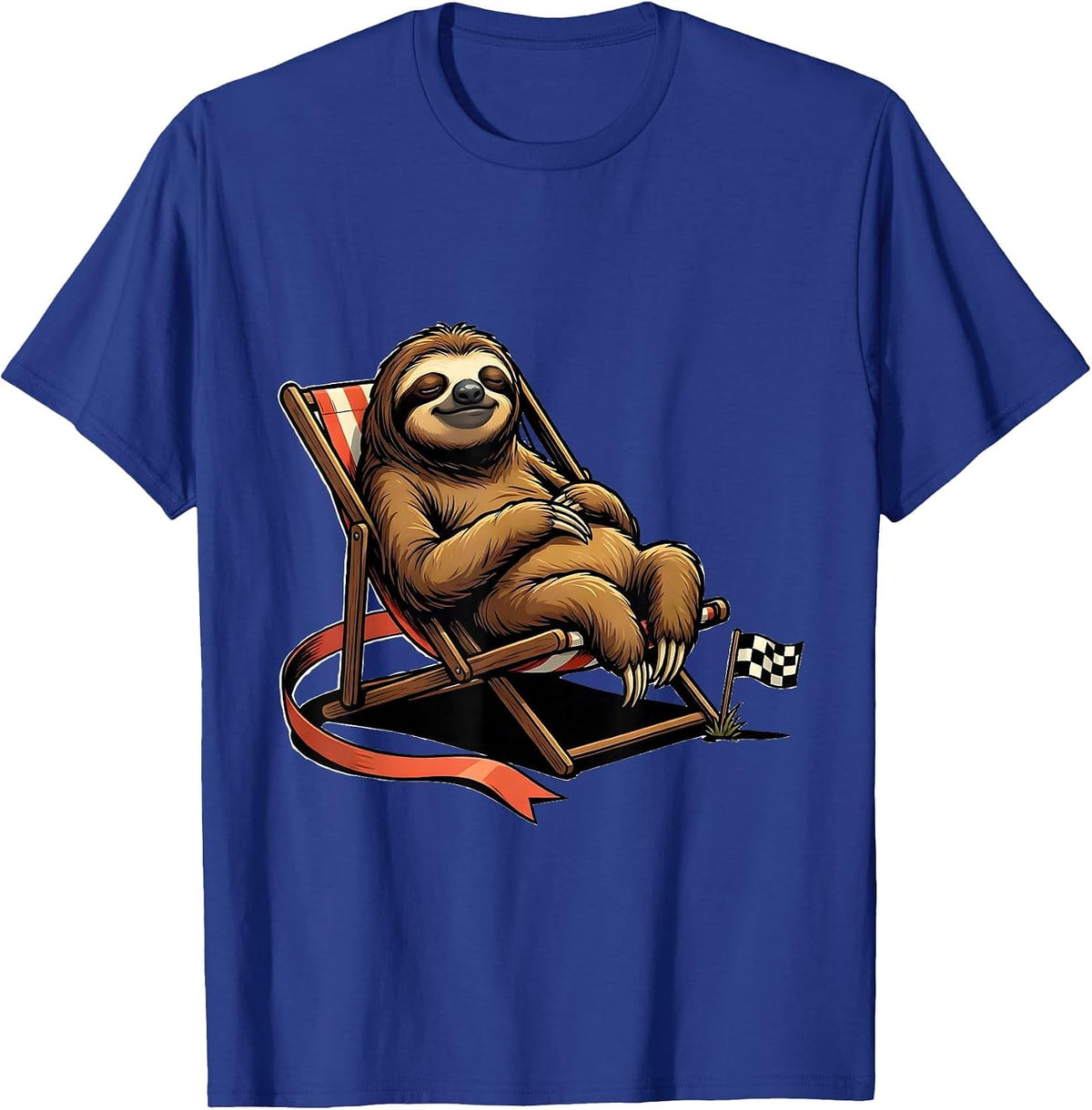 Calm Sloth Lounging Funny Animal Lover Humor T-Shirt, Men, Royal Blue, 3X-Large - As Pictured