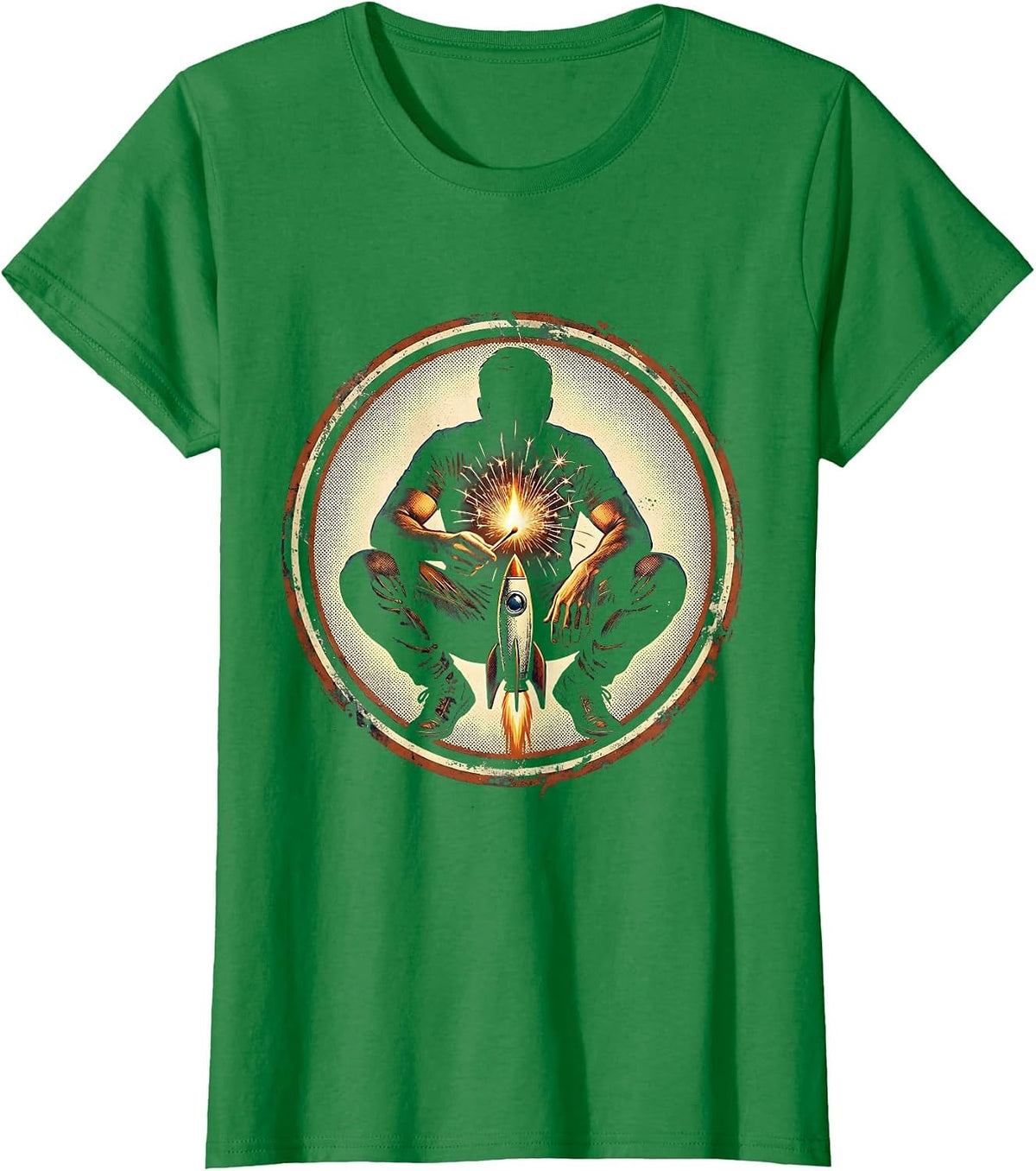 Stupid Fireworks Guy Funny Daredevil Illustration T-Shirt - Kelly Green
