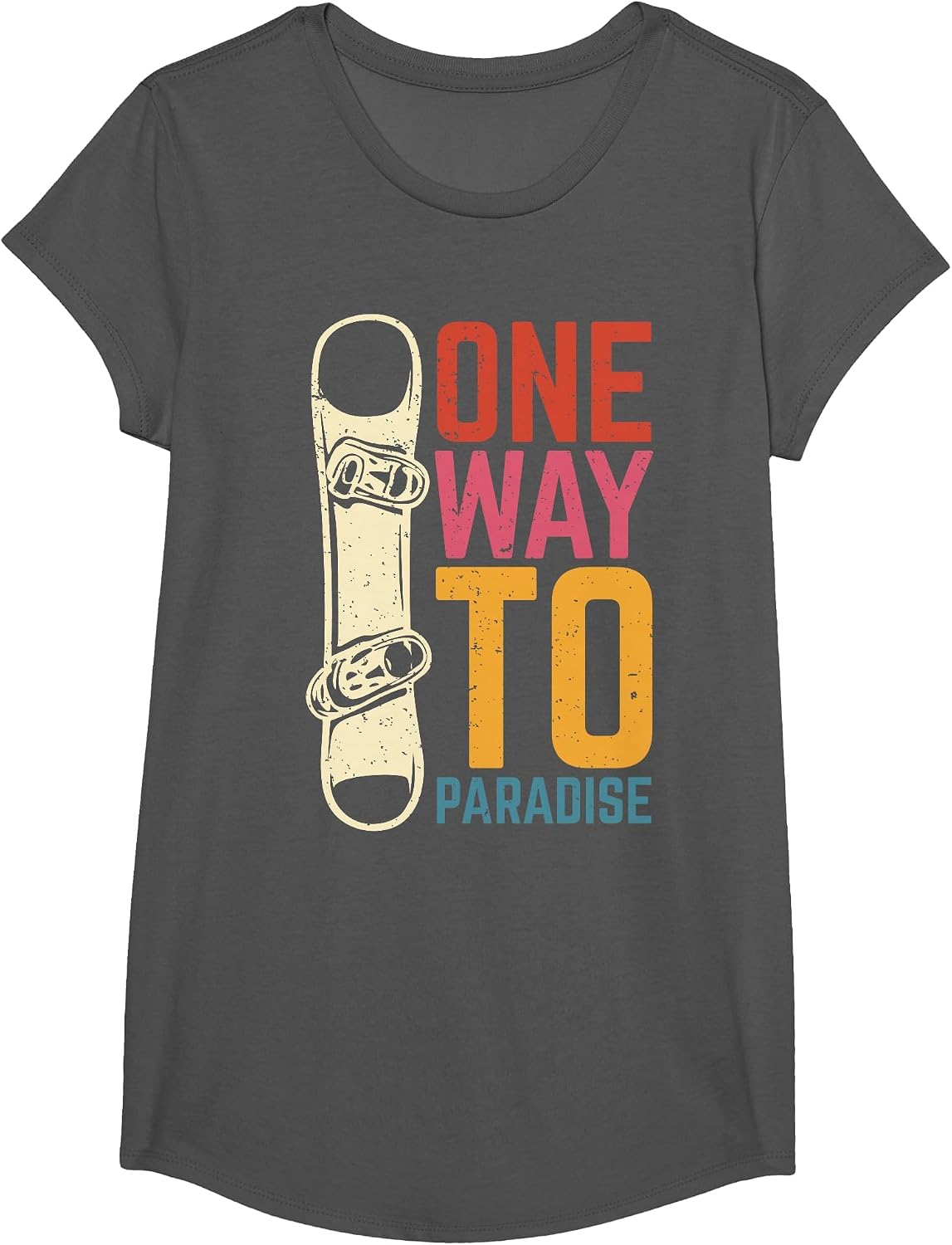 One Way to Paradise | Snowboard T-Shirt - Girls Asphalt Grey