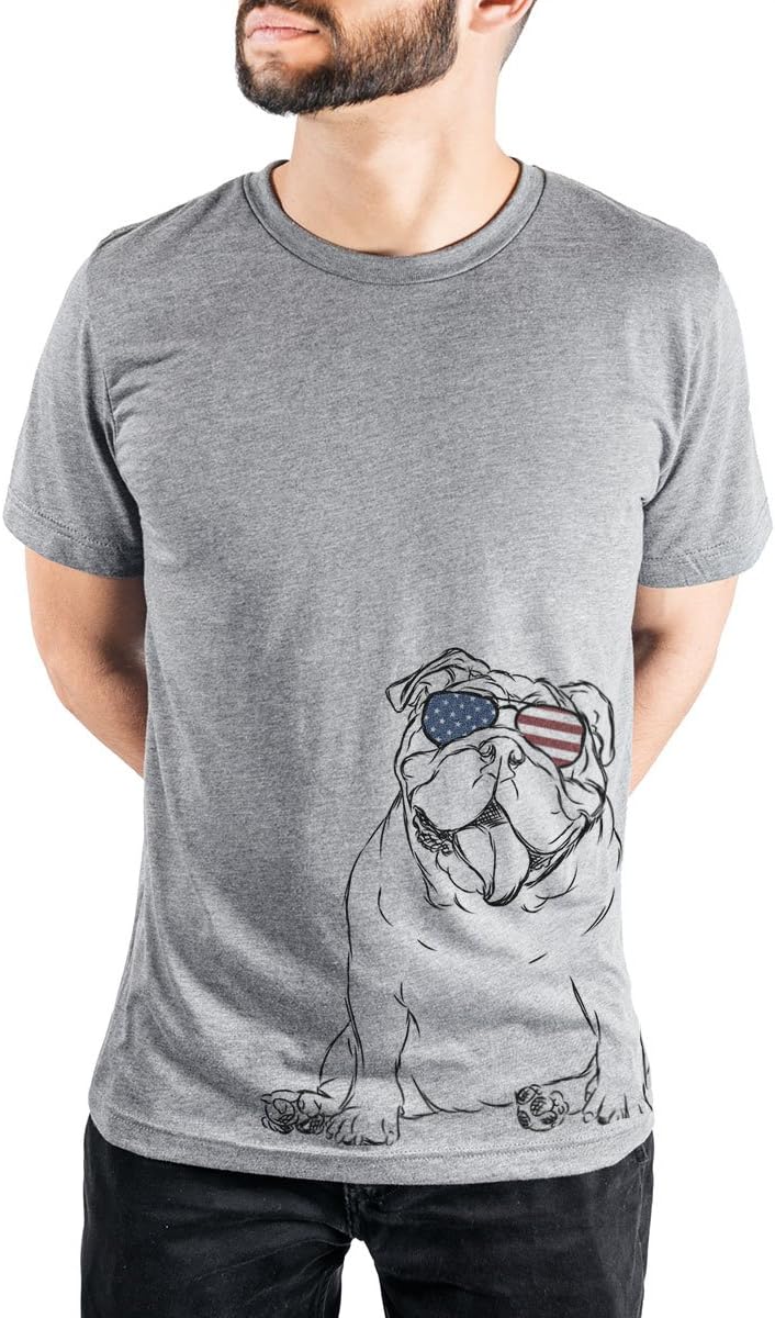Inkopious Patriotic Tank the English Bulldog Triblend T-Shirt - Unisex Grey Crew Neck