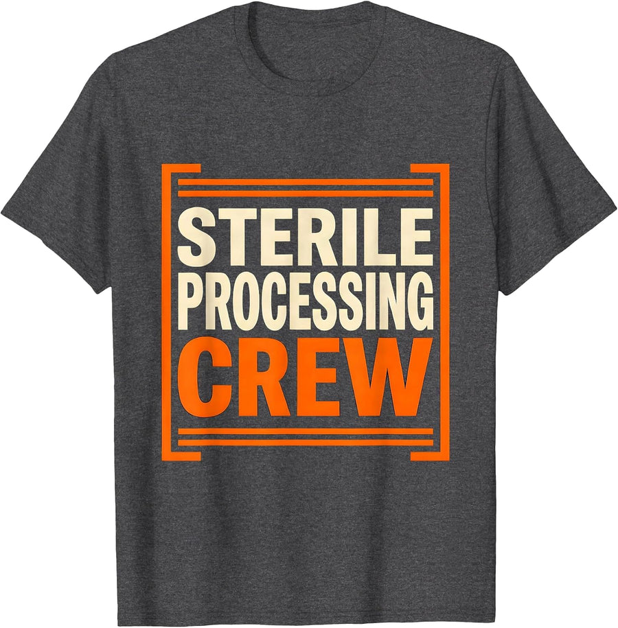 Men's Sterile Processing Crew Funny SPD Tech Medical Humor T-Shirt - Dark Heather Grey