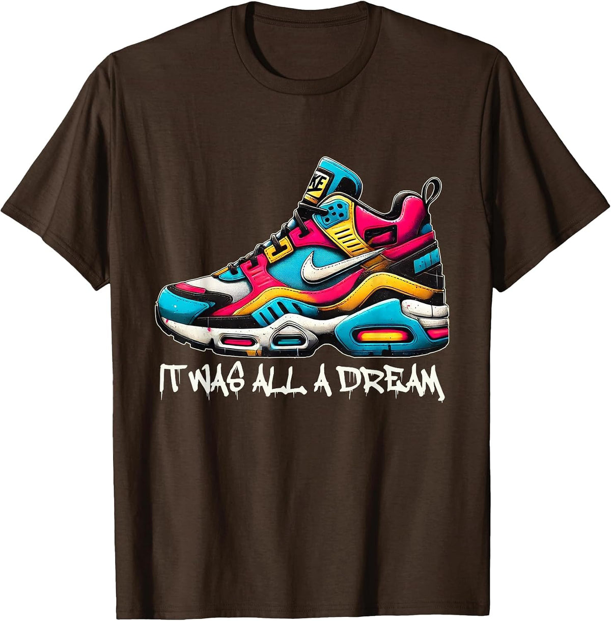IT was A Dream 1990 90s Hip HOP and Rap Quotes Retro T-Shirt - Brown