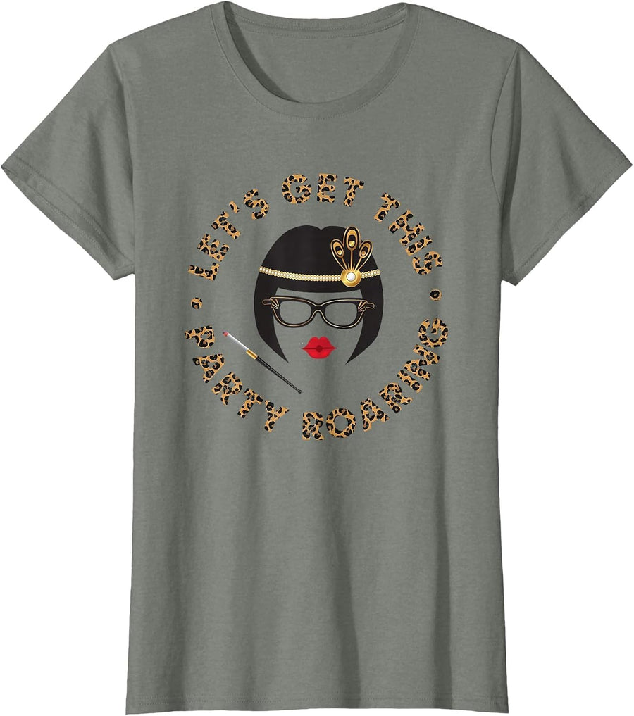 Roaring 20s Hats Costume Mom 2020s Leopard Art Deco Party T-Shirt - Olive Heather