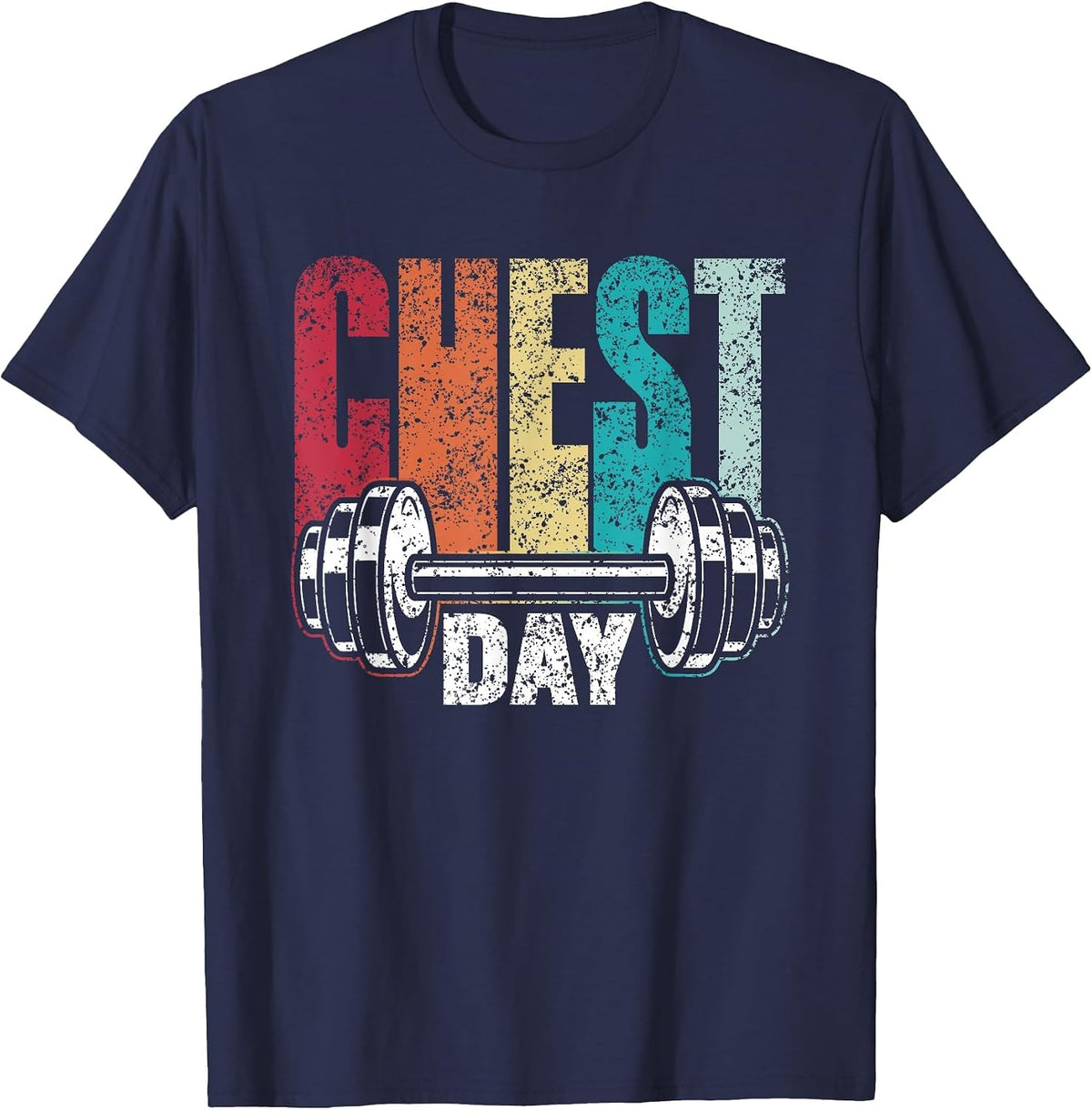 Chest Day Workout Weightlifting Gym Bodybuilding Chest Day T-Shirt - Navy Blue