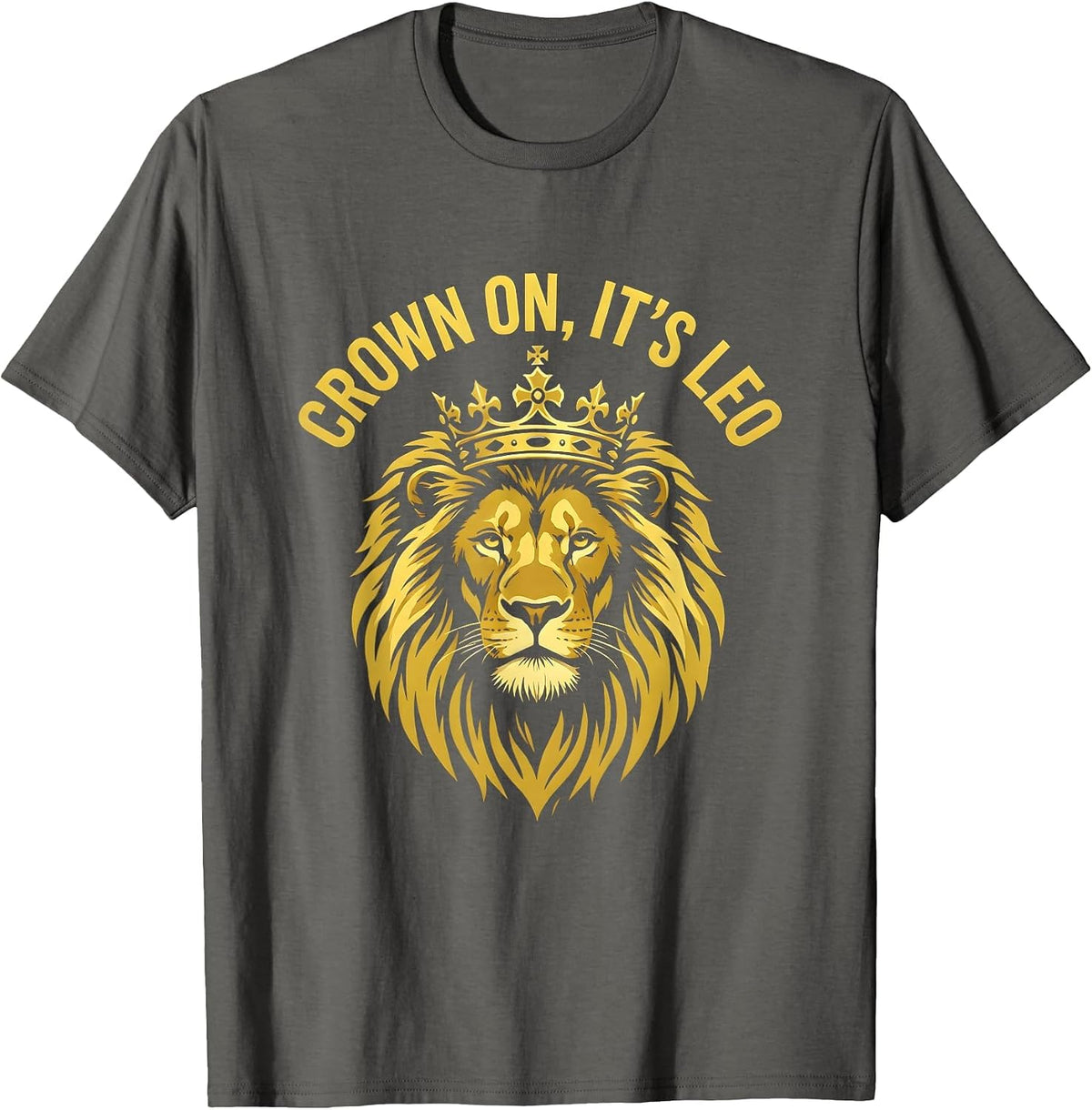 Crown On It's Leo Birthday Zodiac Design T-Shirt - Asphalt Grey