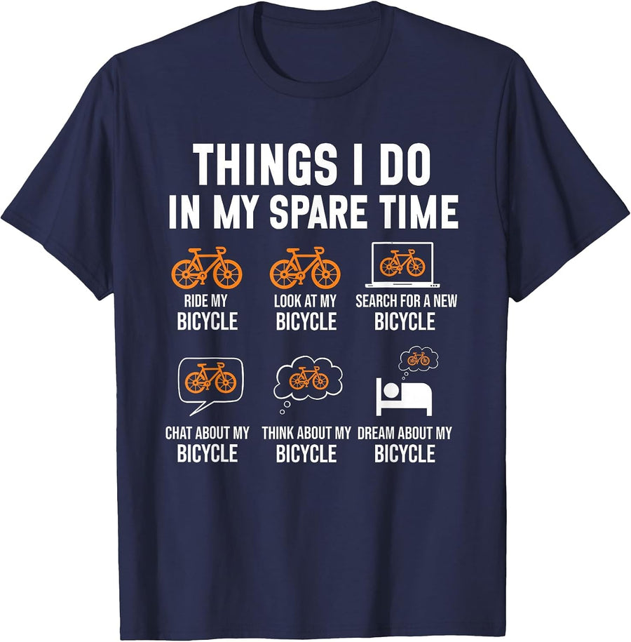 Funny Cycling Bicycle Rider Road Bike Racer Cyclist Joke T-Shirt - Navy Blue
