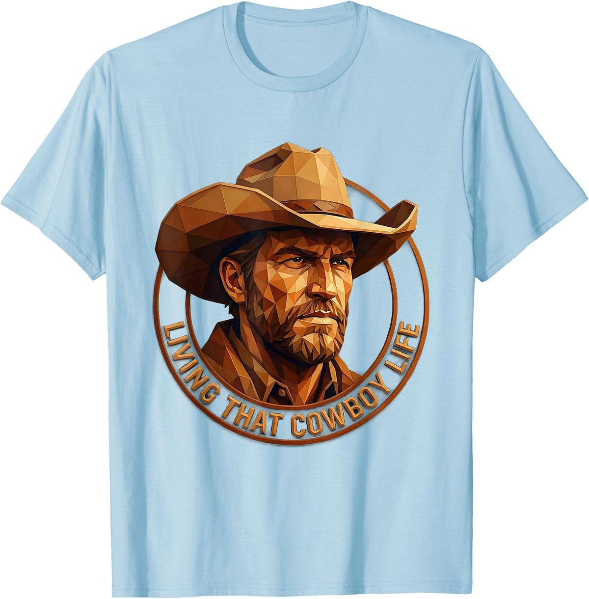 Men's Living That Cowboy Life Western Graphic Design T-Shirt - Baby Blue