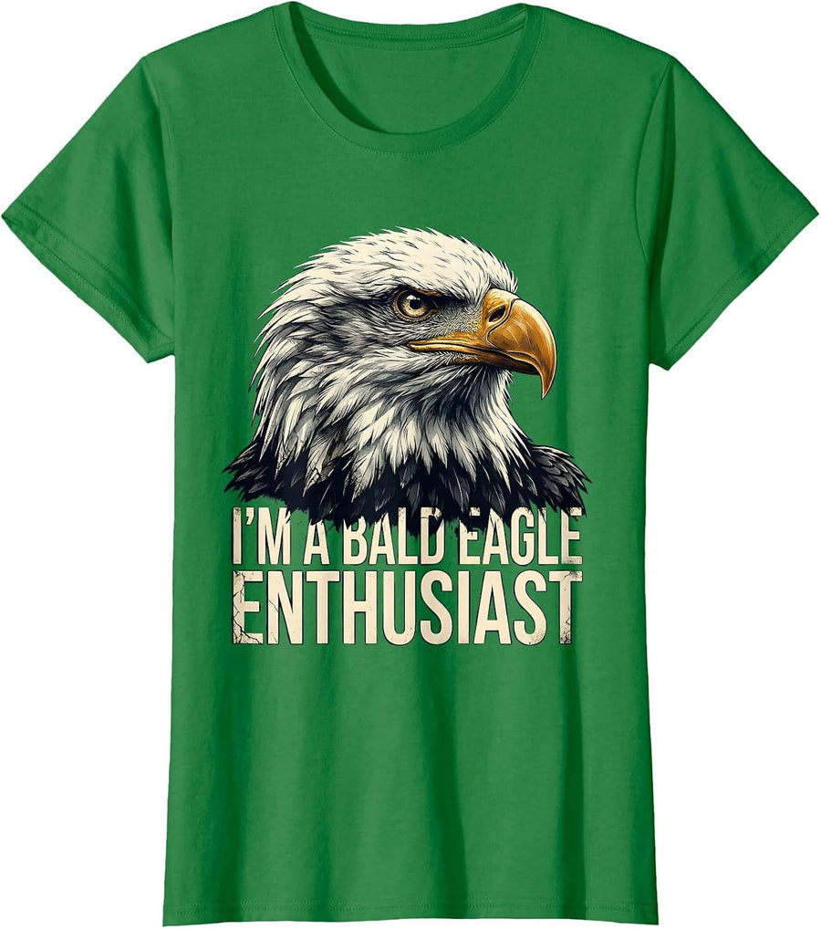 Women's I'm A Bald Eagle Enthusiast Vintage Retro Patriotic Novelty T-Shirt - Kelly Green