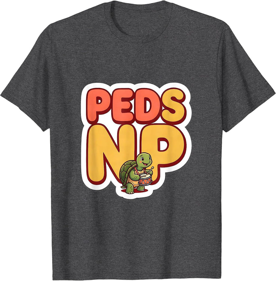 Men's PEDS NP Cute Turtle Pediatric NICU Nurse Practitioner T-Shirt - Dark Heather Grey