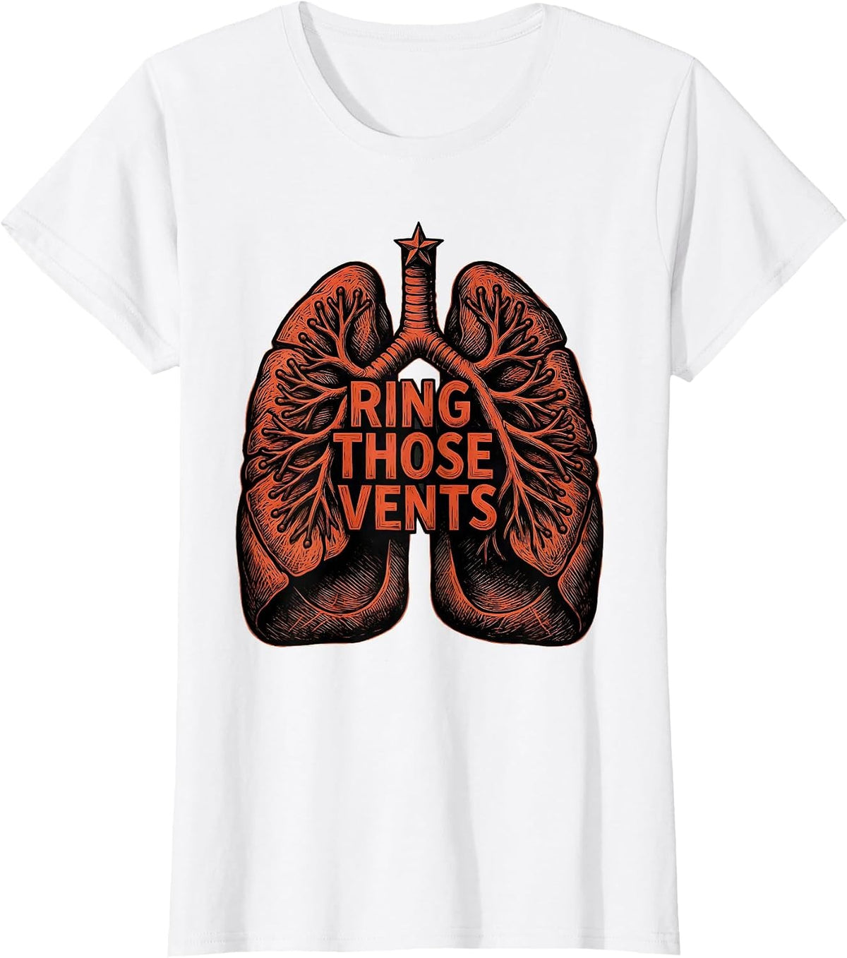 Ring Those Vents Woodcut Engraving Respiratory Therapist T-Shirt - White