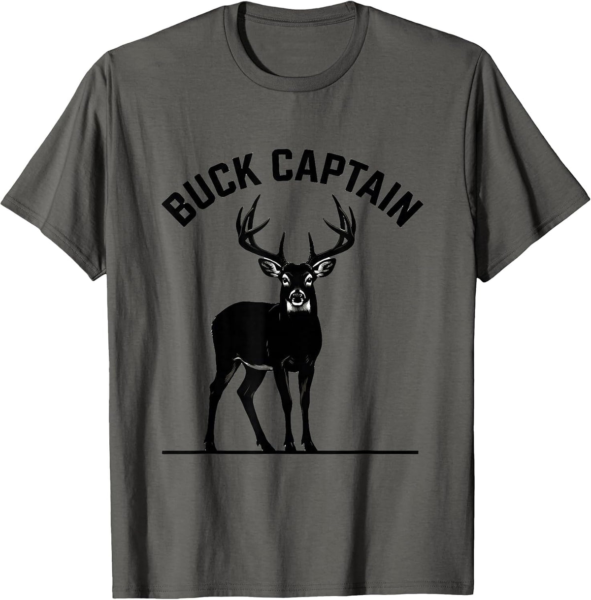 Buck Captain Funny Deer Hunting Hunter Dad Gift T-Shirt - Asphalt Grey