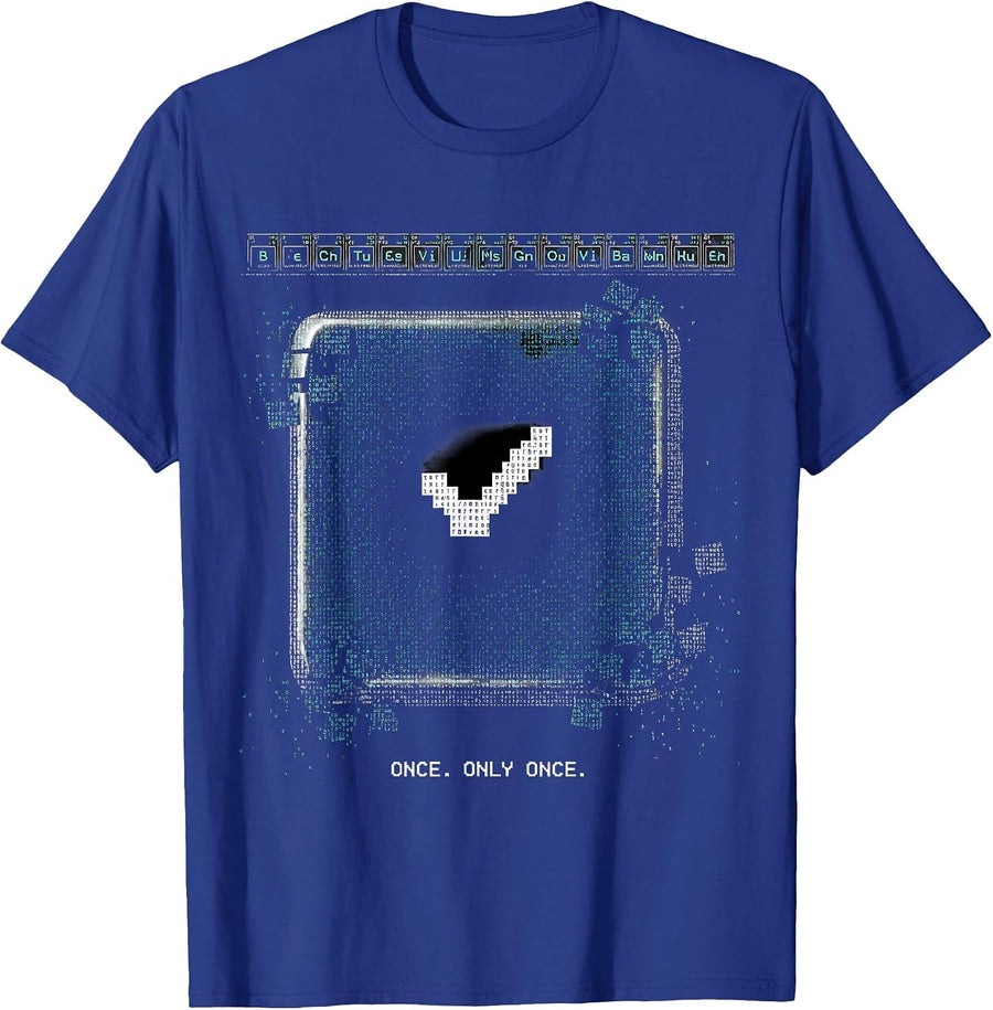 Men's Once. Only Once Funny Periodic Table Chemistry Teacher Humor T-Shirt - Royal Blue