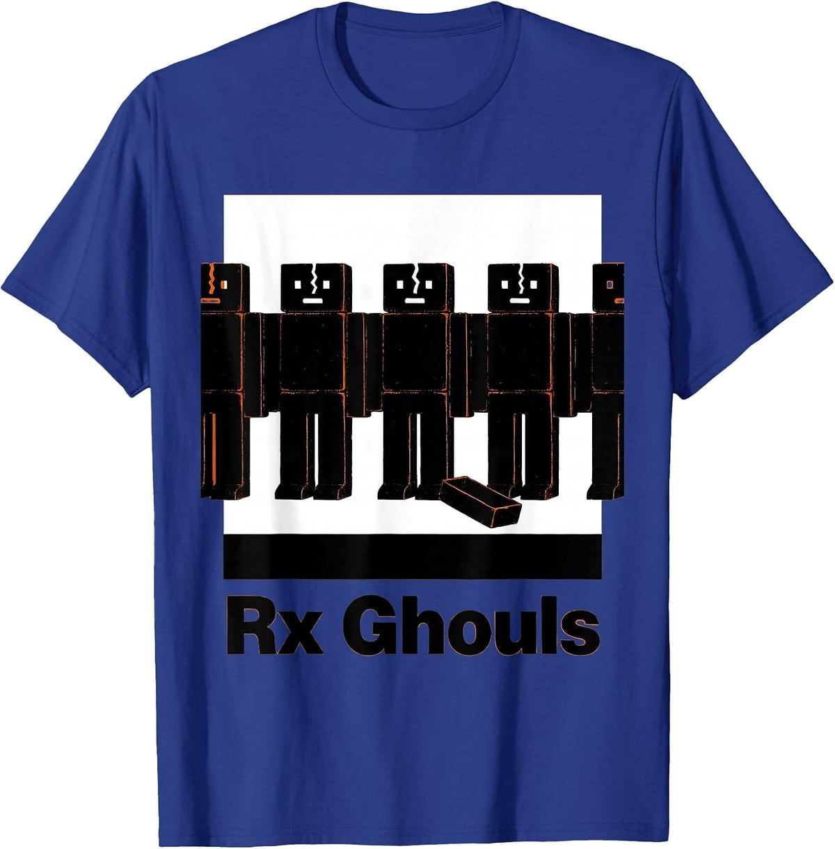 Rx Ghouls Brutalist Pharmacy Halloween Pharmacist Crew T-Shirt - Royal Blue