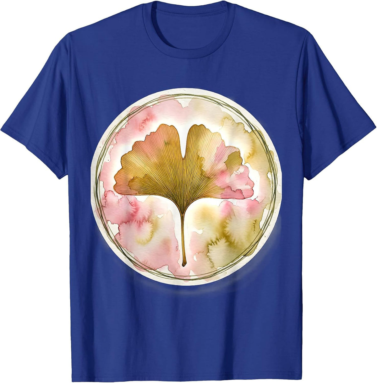 K-Beauty Glass Skin Ginkgo Leaf Glow Art T-Shirt - Royal Blue
