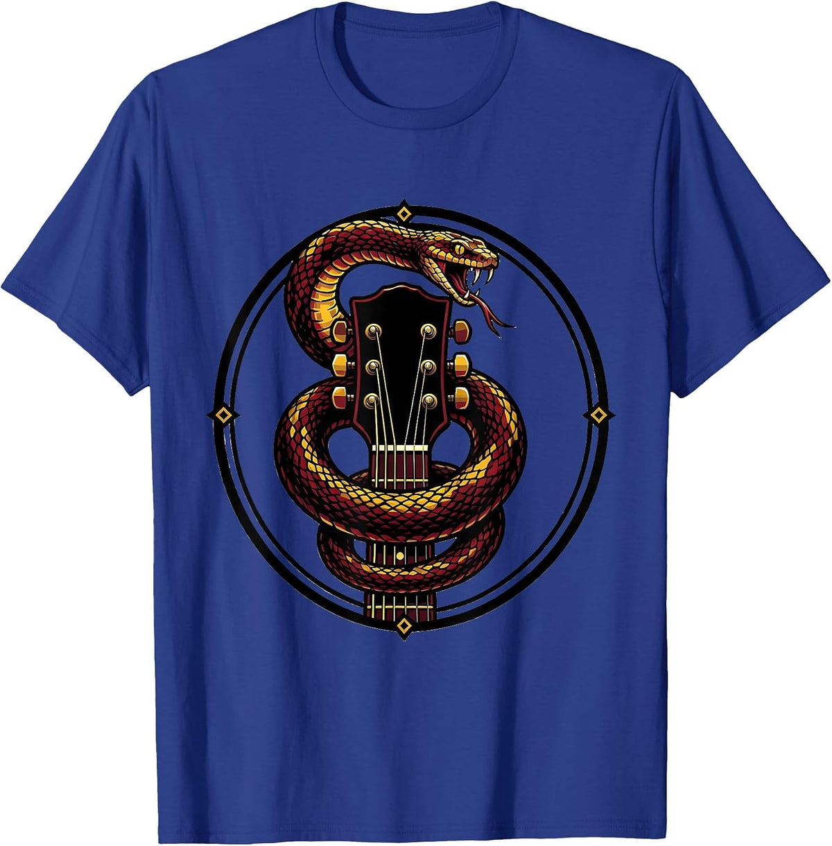 Guitar Headstock Serpent Rock Music Graphic T-Shirt - Royal Blue