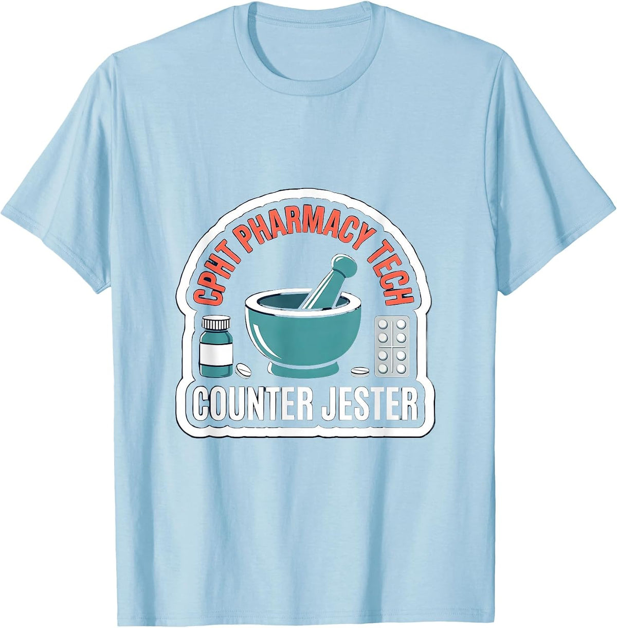 Men's CPhT Pharmacy Tech Counter Jester Funny Pharmacy Technician T-Shirt - Baby Blue