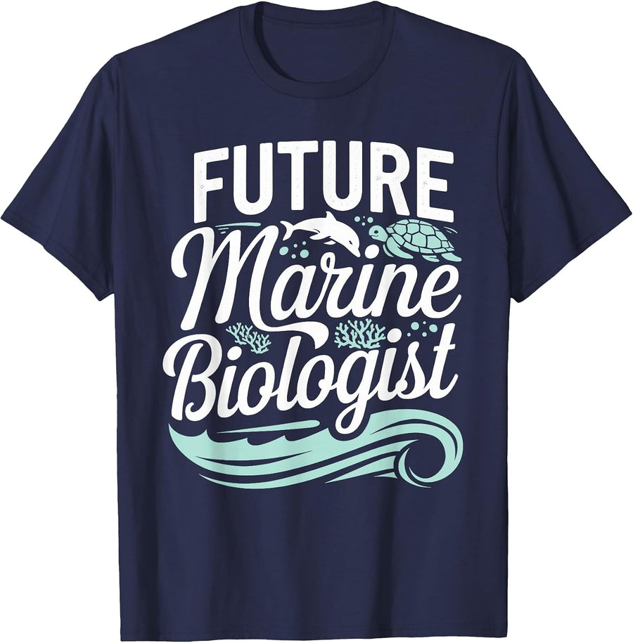 Future Marine Biologist Ocean Student Biology T-Shirt - Navy Blue